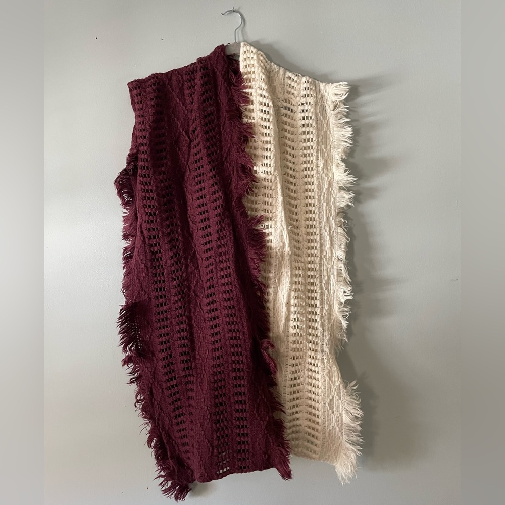 Two Cotton On Burgundy and Cream Infinity Scarf Bundle